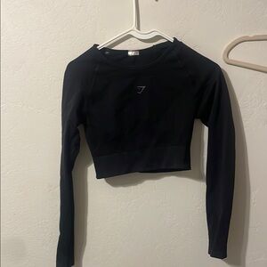 Gymshark Black Crop Long Sleeve Sweatshirt Fitted